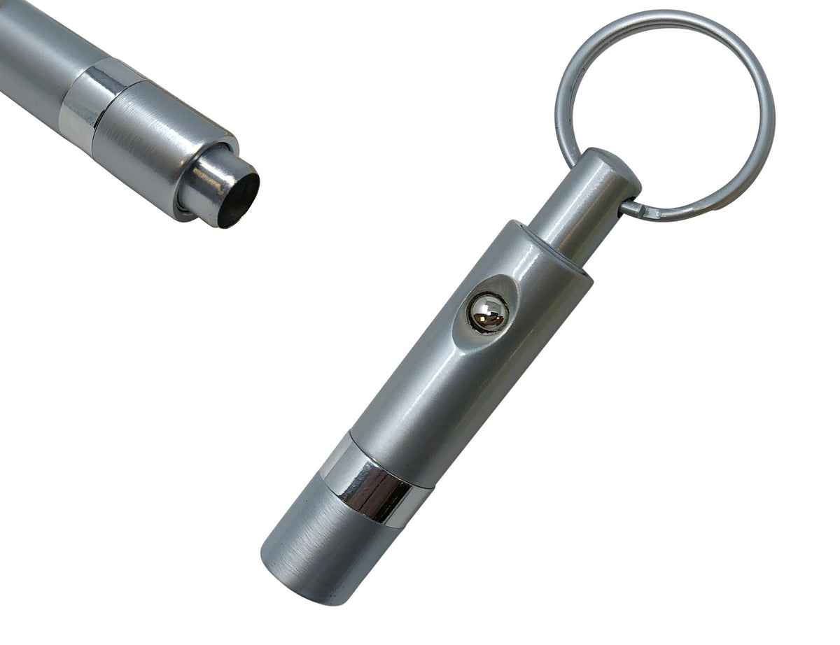 Retractable bullet cutter key chain, silver