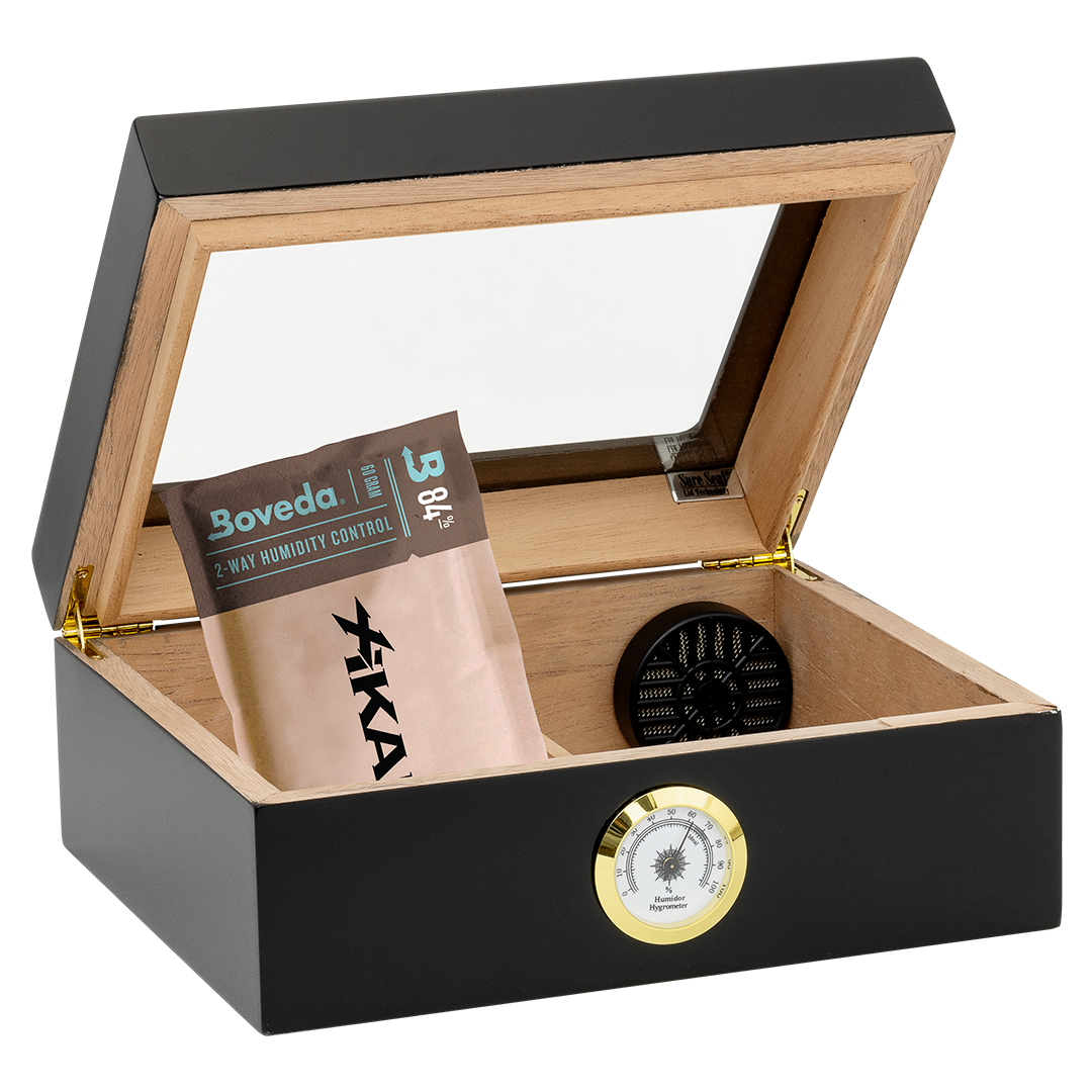 Capri Glass Top Humidor, black