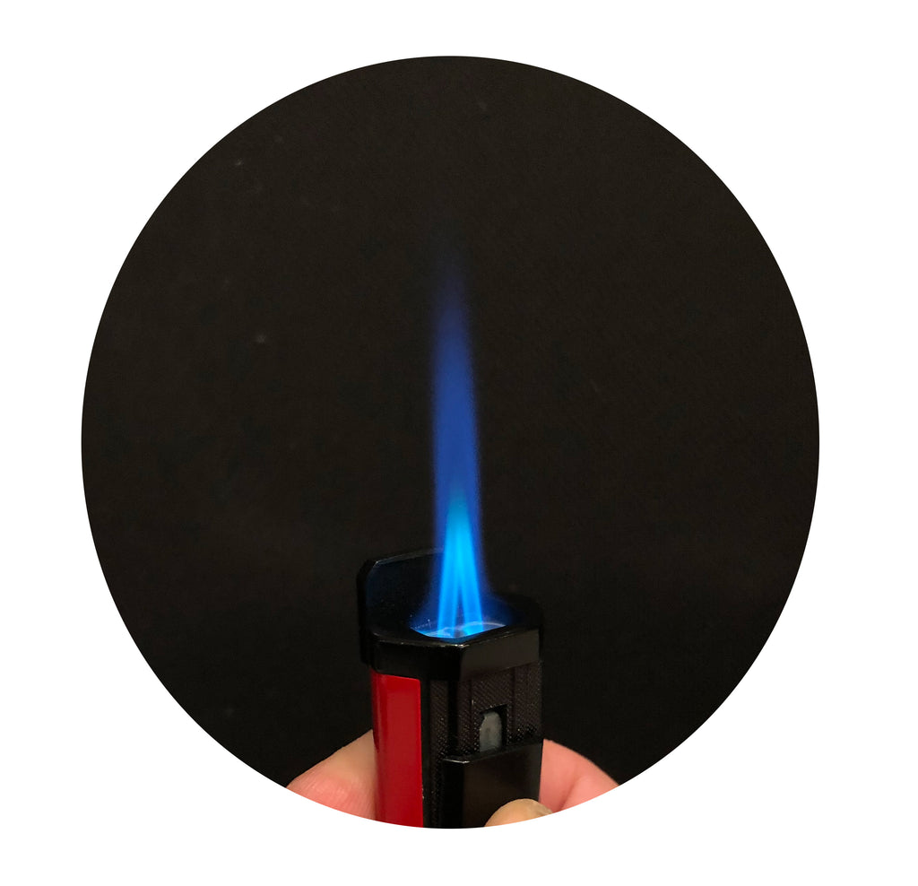 Prestige Apex Angled Dual Flame Torch Lighter with Punch Cutter - Black & Chrome