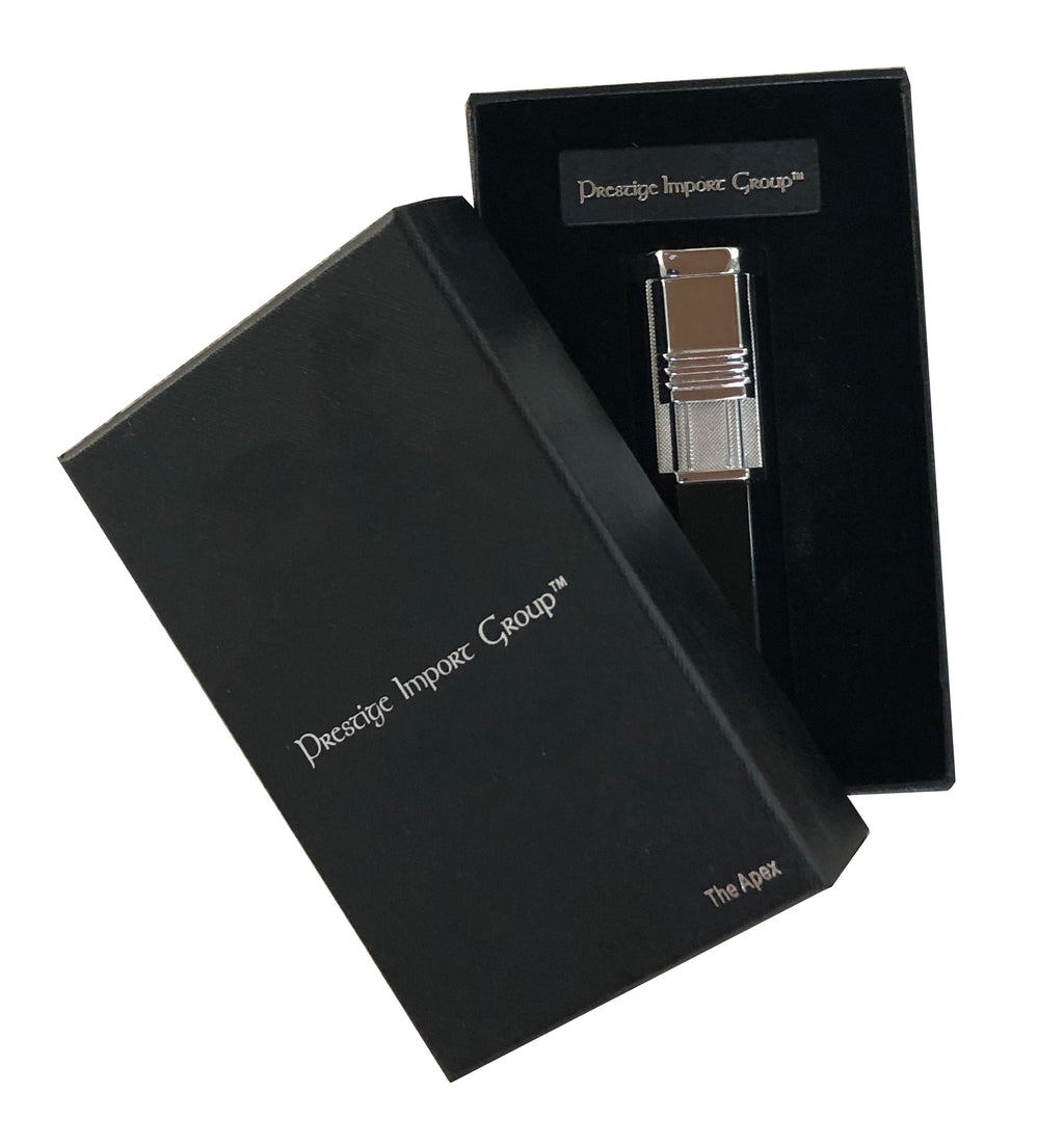 Prestige Apex Angled Dual Flame Torch Lighter with Punch Cutter - Black & Chrome
