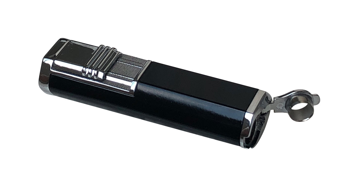 Prestige Apex Angled Dual Flame Torch Lighter with Punch Cutter - Black & Chrome