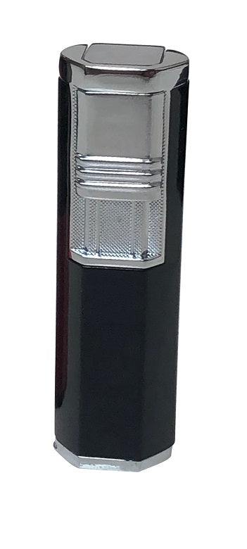 Prestige Apex Angled Dual Flame Torch Lighter with Punch Cutter - Black & Chrome