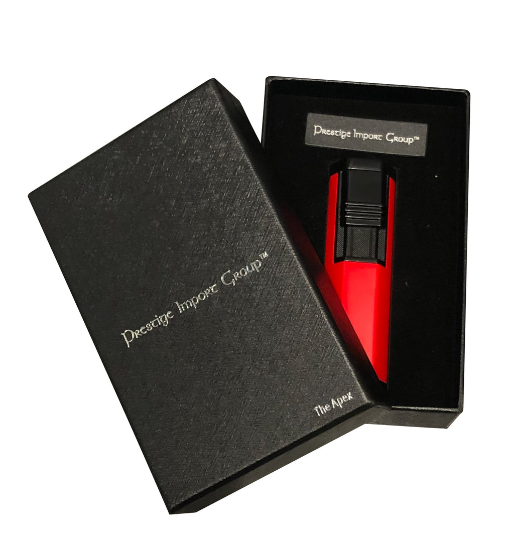 Prestige Apex Angled Dual Flame Torch Lighter with Punch Cutter - Red & Black