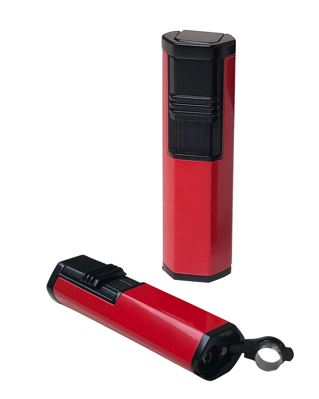 Prestige Apex Angled Dual Flame Torch Lighter with Punch Cutter - Red & Black