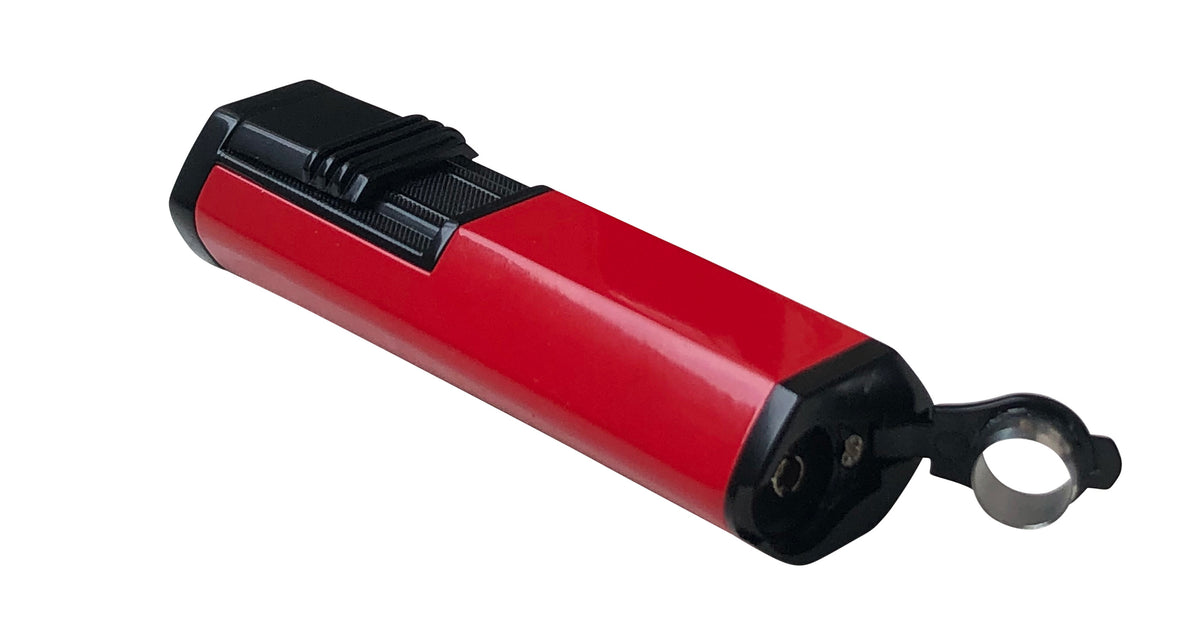 Prestige Apex Angled Dual Flame Torch Lighter with Punch Cutter - Red & Black