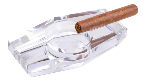 2-cigar hexagon crystal cigar ashtray