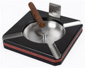 Prestige 4 Cigar Ashtray with Leather Trim and Built-In Cutter