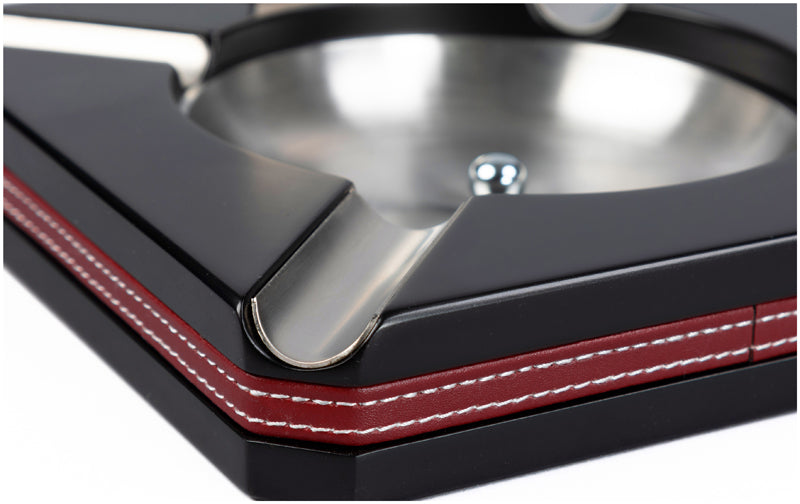 Prestige 4 Cigar Ashtray with Leather Trim and Built-In Cutter