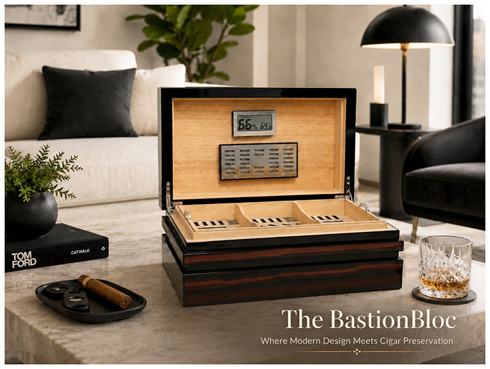 Prestige BastionBloc 120 Cigar Lacquer Humidor with Digital Hygrometer