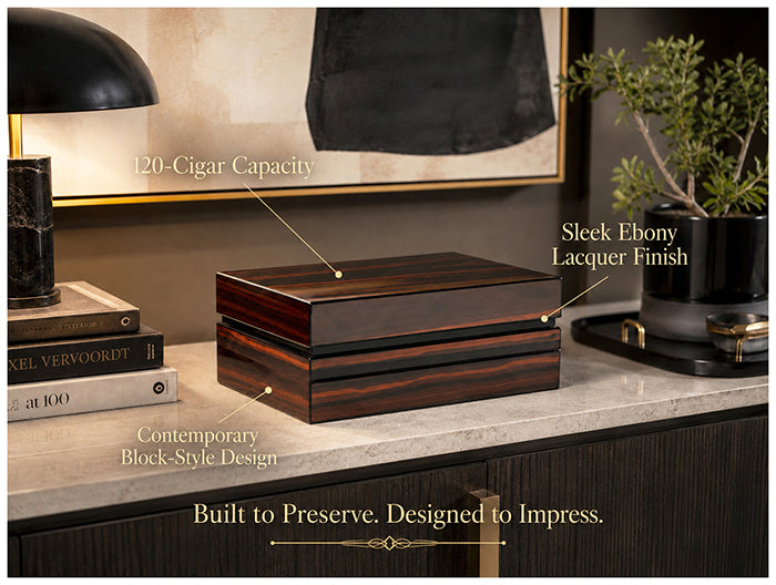 Prestige BastionBloc 120 Cigar Lacquer Humidor with Digital Hygrometer