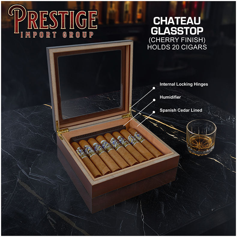 Chateau Glasstop Humidor — Cherry