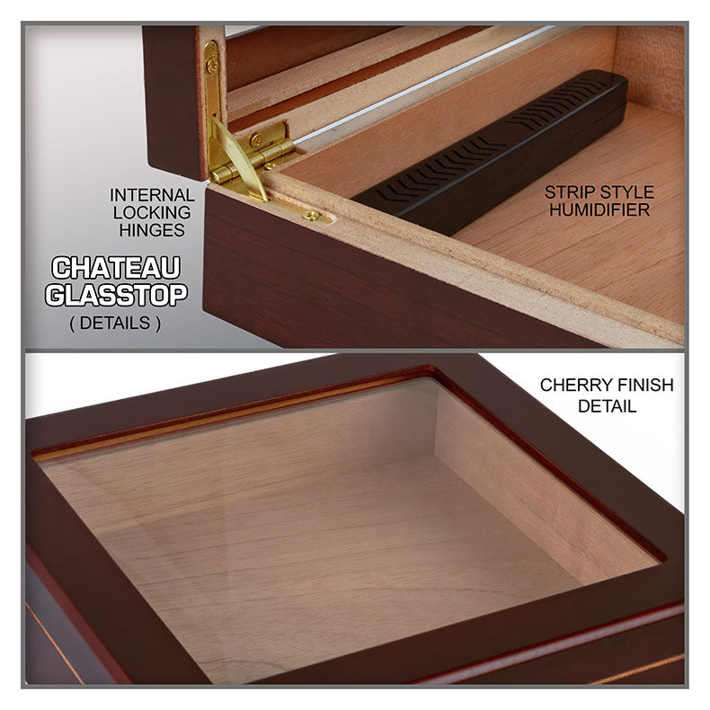 Chateau Glasstop Humidor — Cherry