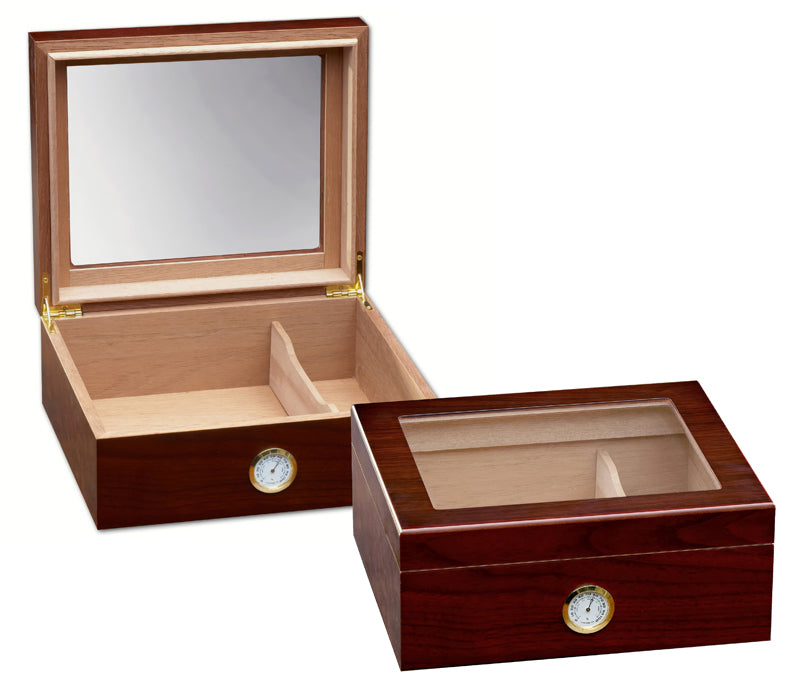 Chalet glass top cherry cigar humidor