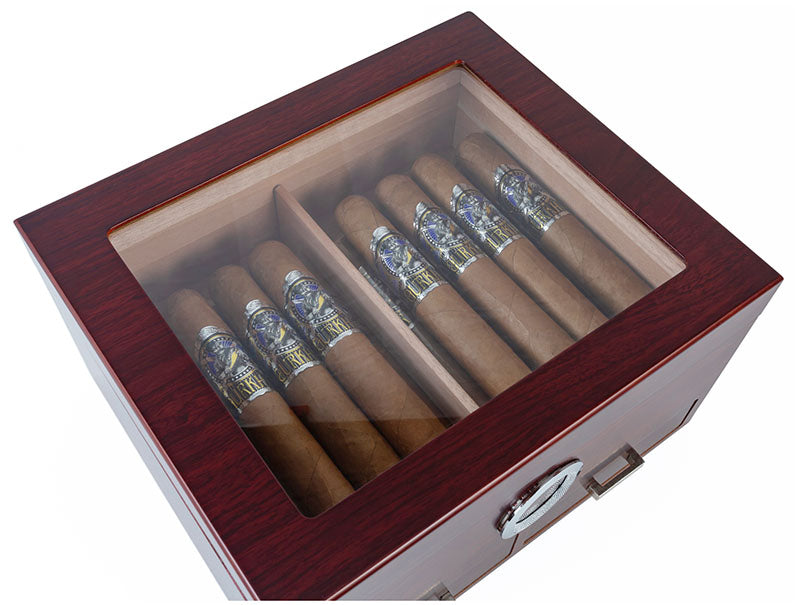 Prestige Chalet Glasstop Humidor with Accessory Drawers