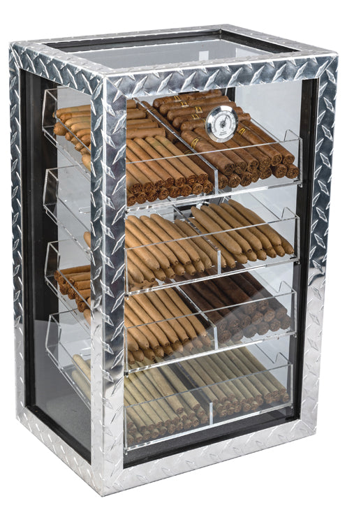Prestige Diamond Plate 250 Cigar Glass Display Humidor