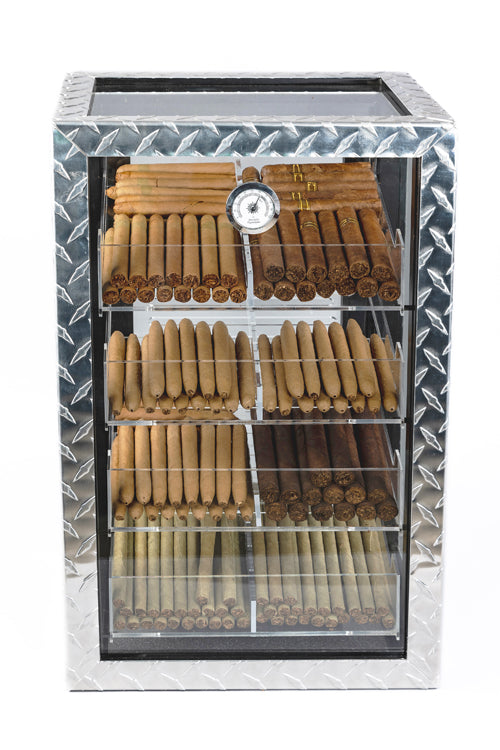 Prestige Diamond Plate 250 Cigar Glass Display Humidor