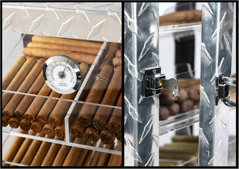 Prestige Diamond Plate 250 Cigar Glass Display Humidor
