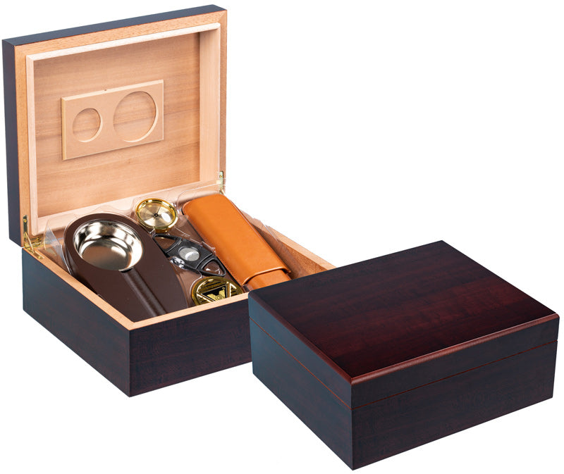Diplomat cherry cigar humidor gift set