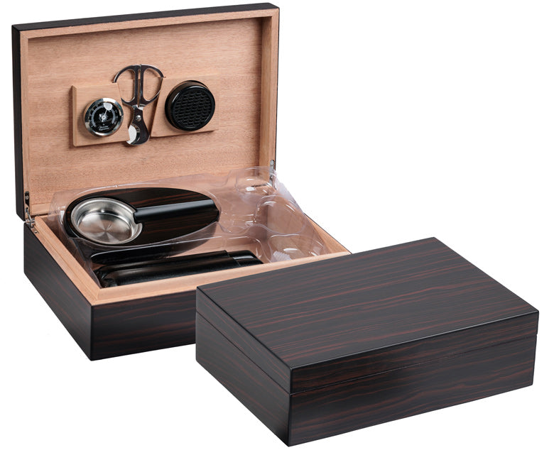 Davenport ebony cigar humidor gift set