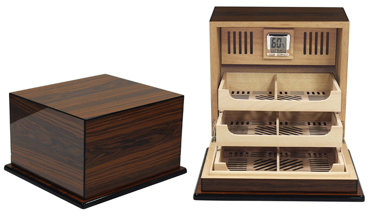 Prestige Elevate 150 Cigar Lacquer Humidor with Articulating Multi-Tier Trays - Rio Rosewood