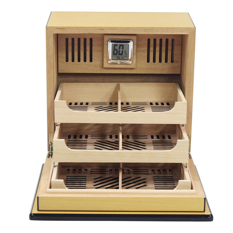 Prestige Elevate 150 Cigar Lacquer Humidor with Articulating Multi-Tier Trays - Pear Wood