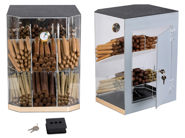 Prestige Franklin 150 Cigar Acrylic Countertop Display Humidor - Acrylic with Top