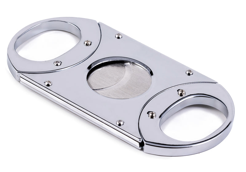 High-polished silver guillotine cigar cutter