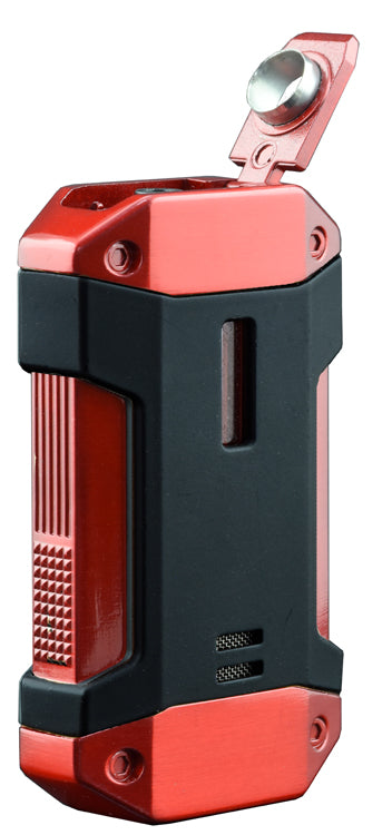 Prestige Galleon Triple-Flame Torch Lighter with Fold-Out Punch Cutter - Red