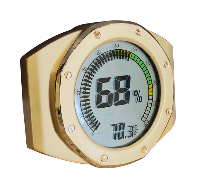 Prestige Watch Style Digital Cigar Hygrometer - Gold