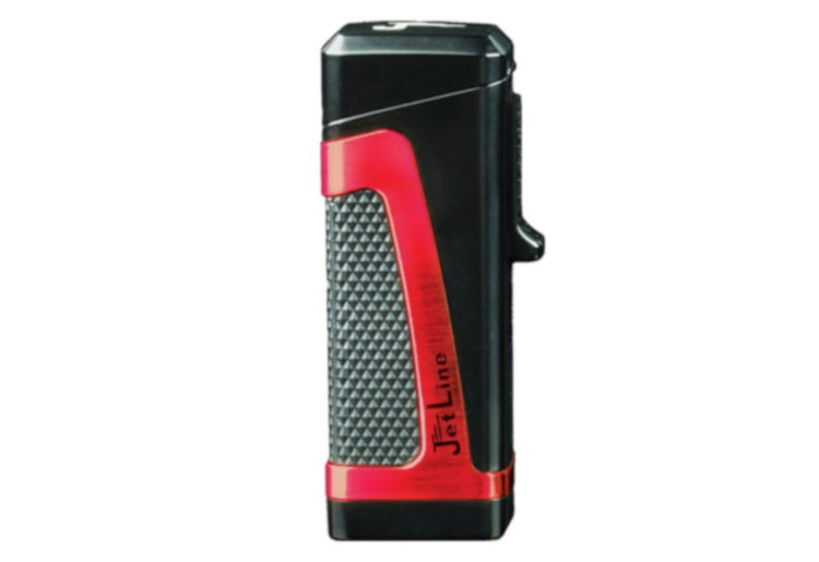 Prestige Hurricane II Triple-Flame Torch Lighter with Fold-Out Punch Cutter - Black & Red