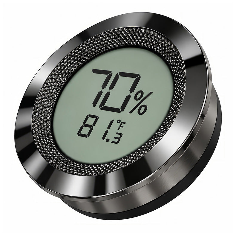 Round Digital Hygrometer — Polished Gun Metal
