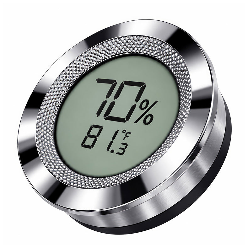 Round Digital Hygrometer — Polished Silver