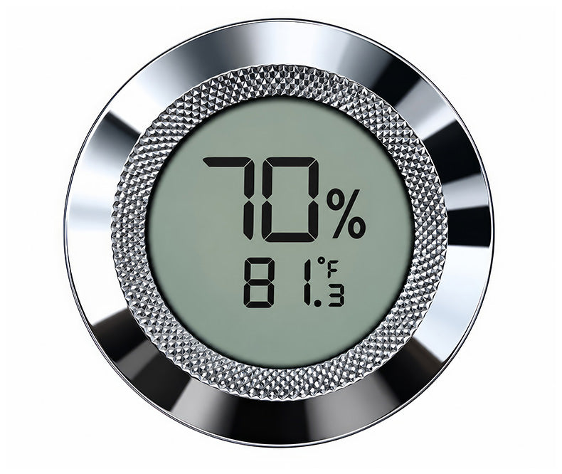 Round Digital Hygrometer — Polished Silver