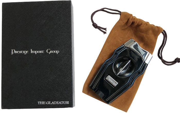 Prestige Gladiator V-Cut and Punch Combination Cigar Cutter - Jet Black Gloss