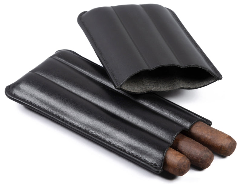 Prestige 3 Cigar Classic Leather Sleeve Case