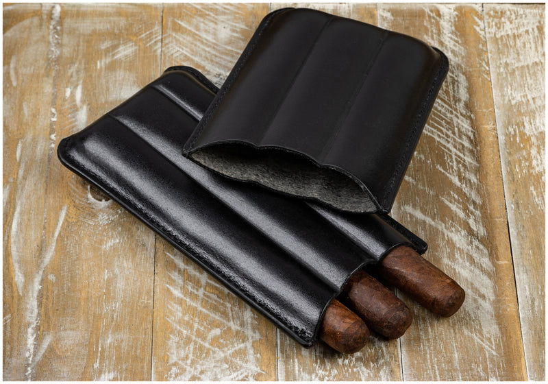 Prestige 3 Cigar Classic Leather Sleeve Case