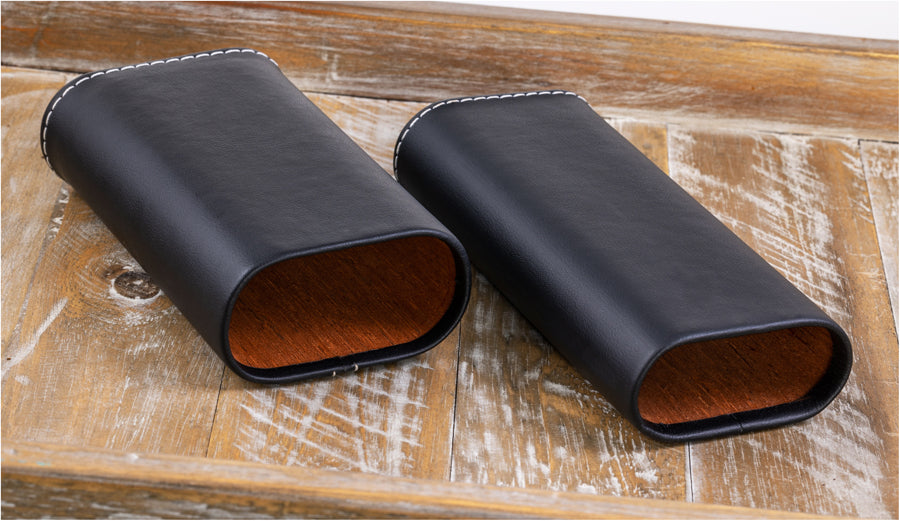 Prestige 3 Cigar Leather Case with Contrast Stitching