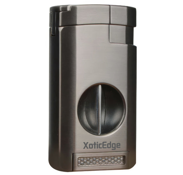XoticEdge Lumina Triple-Flame Torch Lighter with V-Cutter and Cigar Rest - Gun Metal