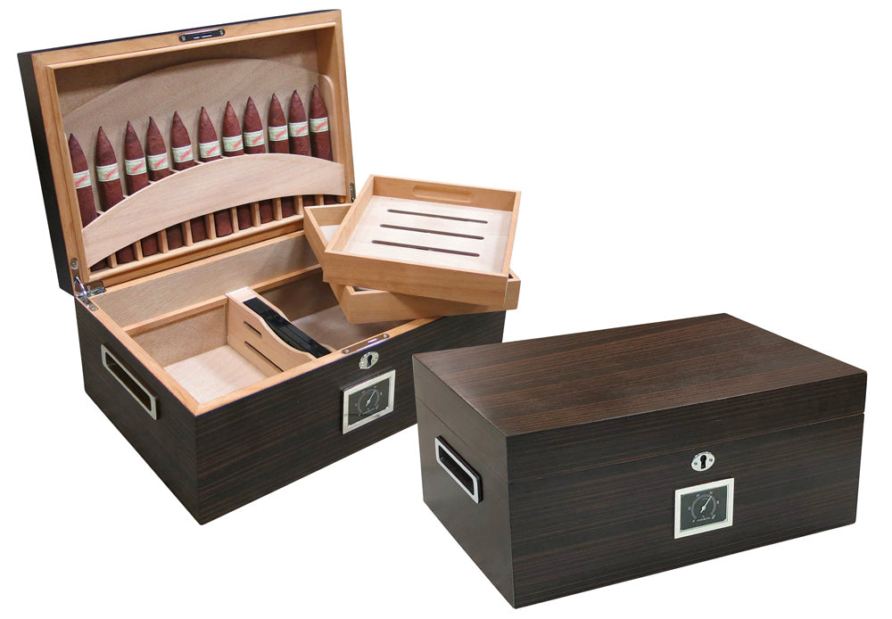 Rockefeller 130 cigar ebony humidor with lid display