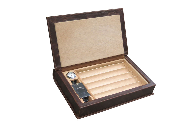 Prestige The Novelist Leather Book-Style Travel Humidor Gift Set