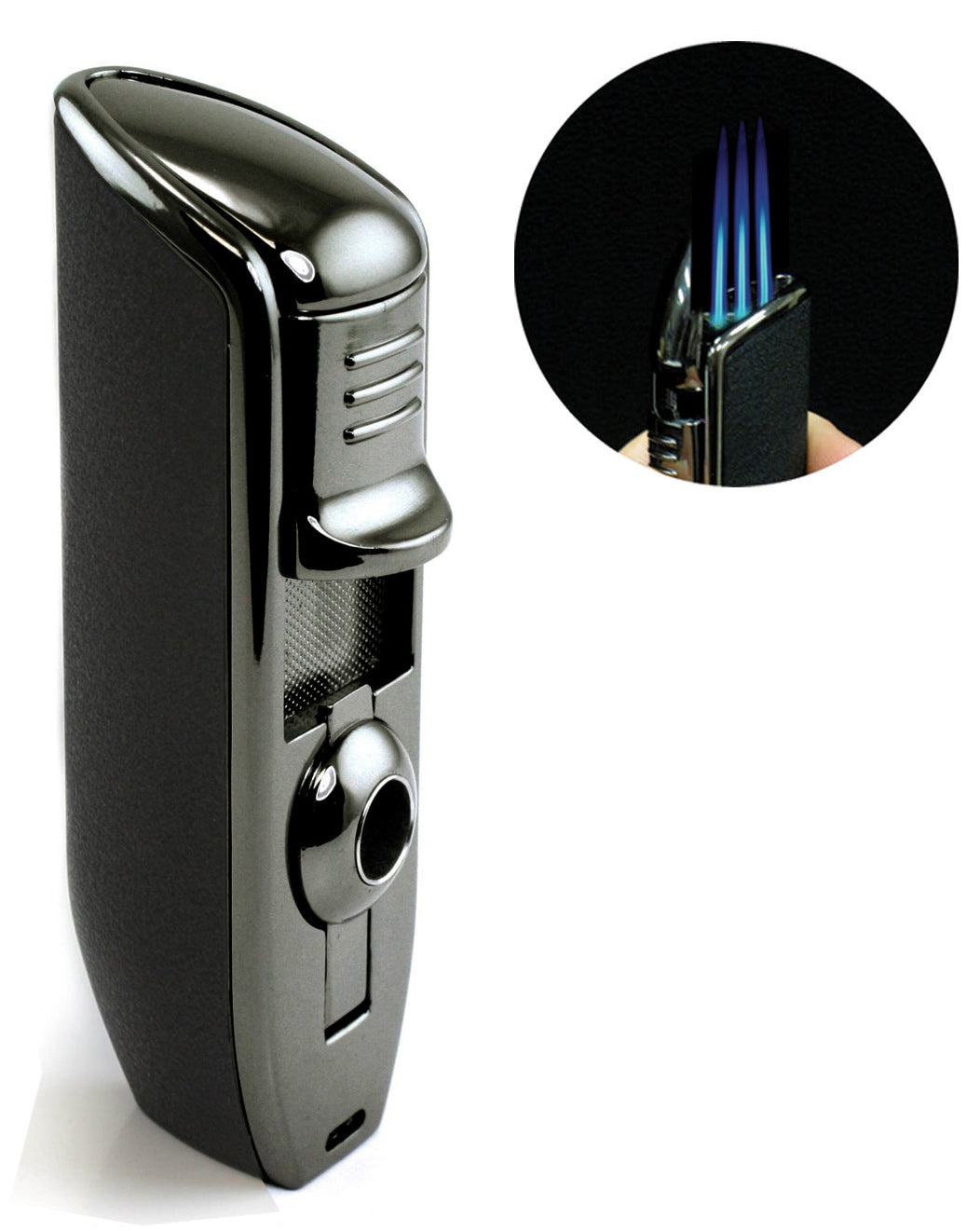 Olympus triple-flame torch lighter with bullet cutter