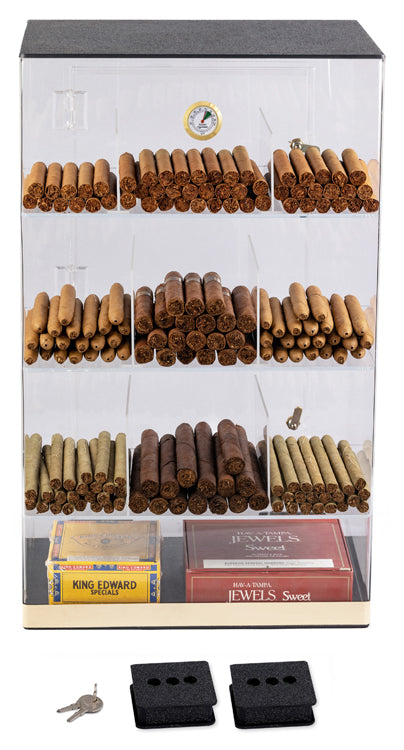 Prestige Roosevelt 250 Cigar Acrylic Countertop Display Humidor - Full Acrylic