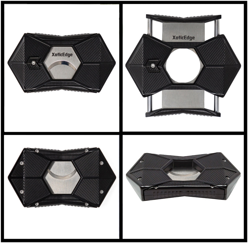 XoticEdge Xpanse Box Wing Dual Blade Guillotine Cigar Cutter - Black