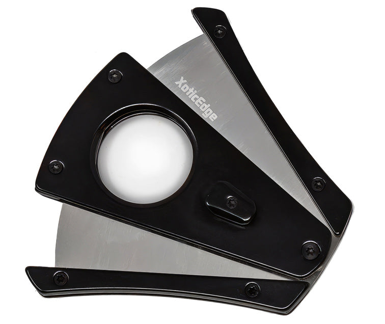 XoticEdge XhaleX Anodized Aluminum Dual Wing Blade Cigar Cutter - Black