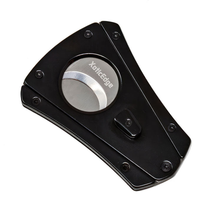 XoticEdge XhaleX Anodized Aluminum Dual Wing Blade Cigar Cutter - Black