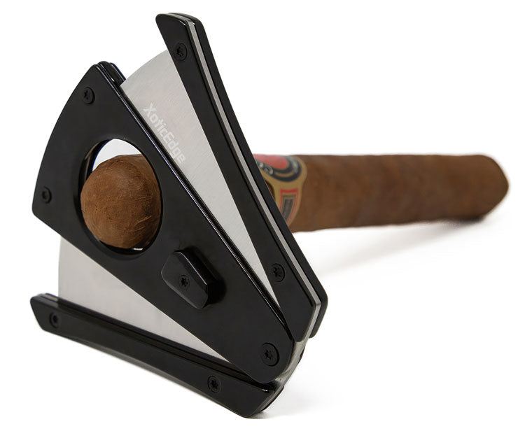 XoticEdge XhaleX Anodized Aluminum Dual Wing Blade Cigar Cutter - Black