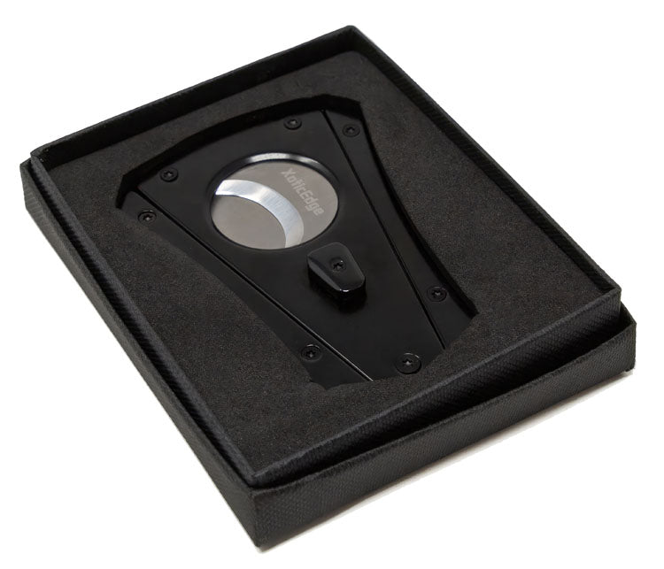 XoticEdge XhaleX Anodized Aluminum Dual Wing Blade Cigar Cutter - Black