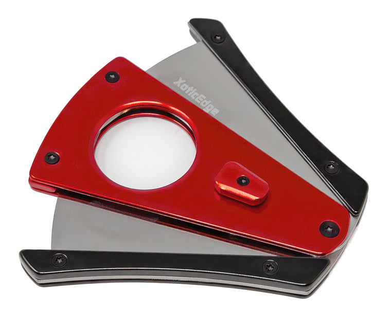 XoticEdge XhaleX Anodized Aluminum Dual Wing Blade Cigar Cutter - Red & Black