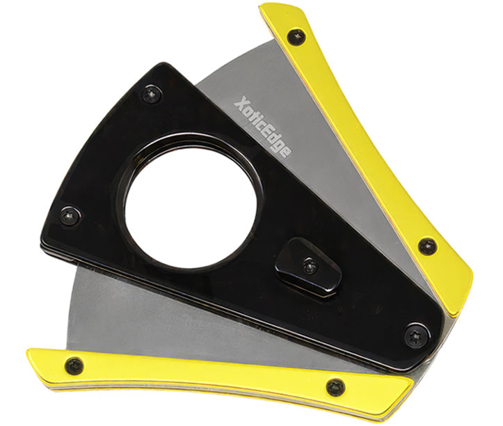 XoticEdge XhaleX Anodized Aluminum Dual Wing Blade Cigar Cutter - Yellow & Black