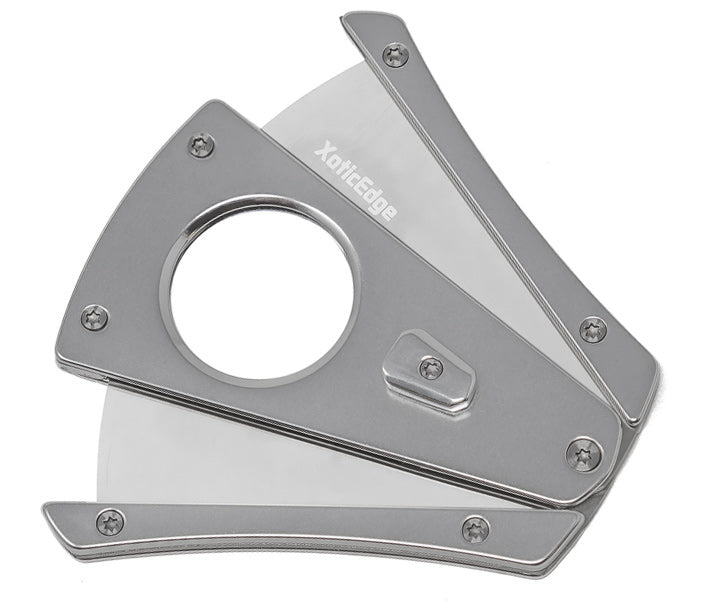 XoticEdge XhaleX Anodized Aluminum Dual Wing Blade Cigar Cutter - Silver